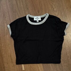 Kids Black Tee with Gray Trim by SLS Apparel. Cropped Tee. Super soft